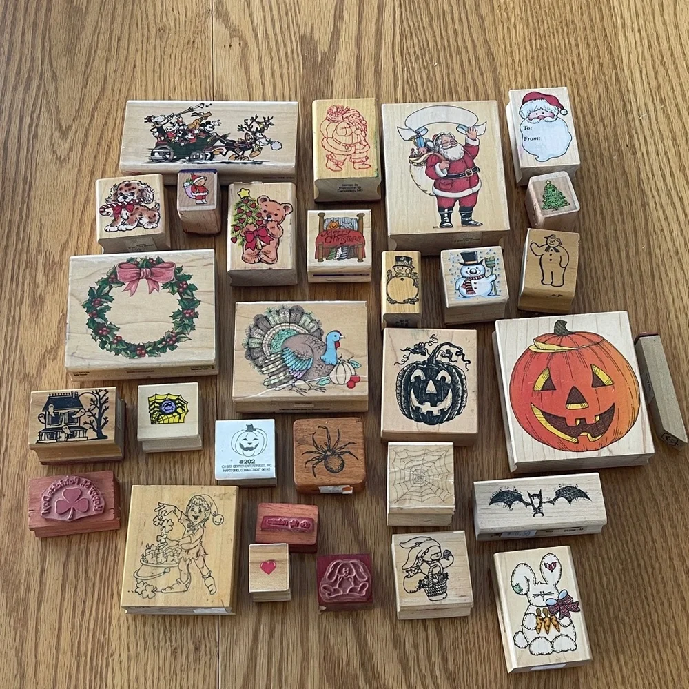Assorted Vintage Holiday Rubber Stamps🌺 - Picture 1 of 5